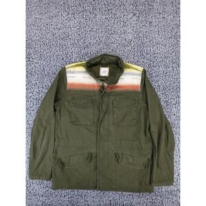GAP Mens Olive Green Southwestern Striped Yoke Field Utility Jacket Large
